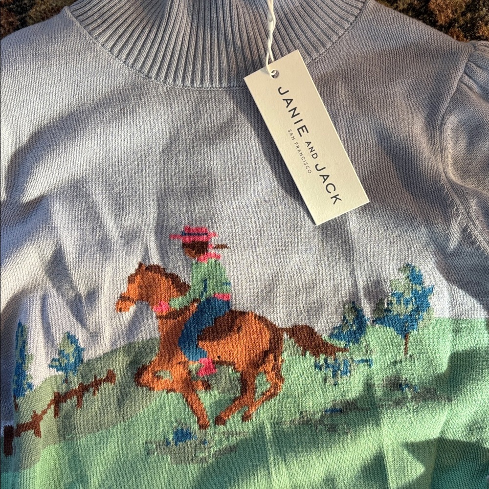 Janie and Jack horse cow girl sweater 6y - Picture 2 of 6